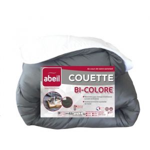 Abeil Couette Bicolore - 220 x 240 cm - Blanc et gris