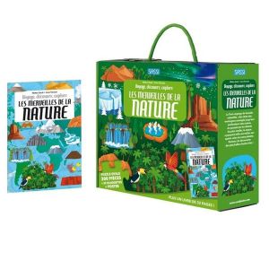 Sassi Coffret livre et puzzle 200 pièces : Voyage, Découvre, Explore : Les merveilles de la nature