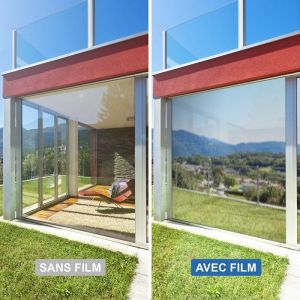 Film miroir sans tain repositionnable pour grand vitrage - alu clair
