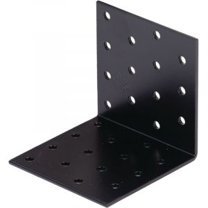 Alberts 329464 Équerre de Plaque perforée Noir-Revêtement en plastique-80 x 80 x 80 x 2,5 mm