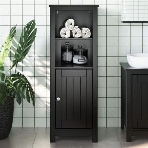 VidaXL Armoire de salle de bain BERG noir 40x34x110 cm pin massif
