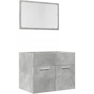 Image de VidaXL Ensemble De Meubles De Salle De Bain 2 Pcs Gris B&eacute;ton