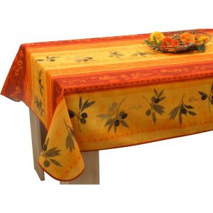 Le Linge De Jules - Nappe Anti-taches Olivo Rouge - Carr&eacute;e 150 x 150 cm