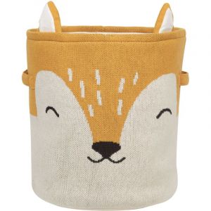 Beliani Panier de Rangement pour Enfants Renard en Coton avec Poign&eacute;es Beige et Orange Harrori