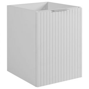 Rodan Armoire de salle de bain 40cm Blanc Mat - Bois L/H/P 40/57/46 cm Portes stri&eacute;es - Sans plateau - 2 &eacute;tag&egrave;res - Meuble de salle de bain - Armoire