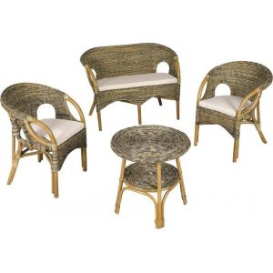 Image de Aubry Gaspard Salon en rotin 4 éléments Fully
