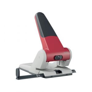 Leitz Perforatrice Gros Travaux & Sans Effort, Capacit&eacute; 65 Feuilles, Rouge, M&eacute;tal, R&eacute;glette de Guidage avec Rep&egrave;res, Heavy Duty, 51800025