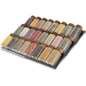 Soothe Spice Rack Drawer for 24 Spice Jars - Extendable - 6 Set - Spice Organiser - Spice racks - Porte-&eacute;pices - Spice rack - stainless steel