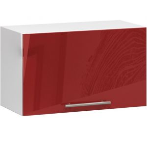 Meuble de cuisine haut AKORD W60 OLIWIA modulable Blanc 60 cm 1 porte couleur Rouge Brillant 1 &eacute;tag&egrave;re 60x30x29 cm