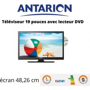 Antarion Télévision TV + DVD LED 19' HD LED 12V/24V /220V camping car