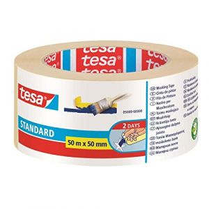 Tesa Standard Ruban adhésif de peintre pour profilés rectos. Dimensions : 50mx50mm. Paquet de 6