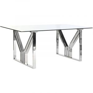 Table à manger en acier verre 180X90X75 acier verre chrome Matériau Couleur multicolore Famille tables à manger et bureaux Détails