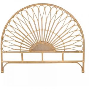 T&ecirc;te de lit 160 cm ronde en rotin naturel avec cannage - hazel