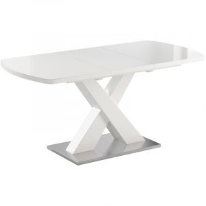 Vicco - Table de salle &agrave; manger Chinto, Blanc, 120 x 80 cm extensible