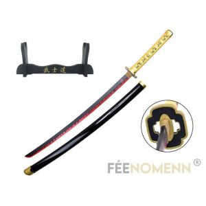 Demon Slayer : Kimetsu No Yaiba Réplique Katana Lame Bois Yoriichi Tsugikuni (Support Inclus) Neuf
