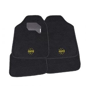 Momo SET COMPLET 4 PIÈCES TAPIS DE VOITURE UNIVERSEL NOIR/JAUNE