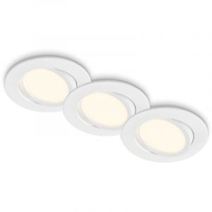 BRILONER - Set de 3 spots LED encastrables 230V plats, orientables, lumière blanche chaude, spot encastrable, spots plafond, extra plat, 8x2,2 cm, blanc
