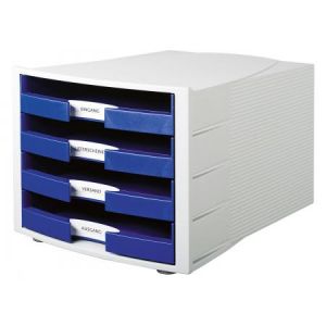 Image de Han 1011-X-14 - Module de classement IMPULS, 4 tiroirs, en PS, coloris gris clair/bleu