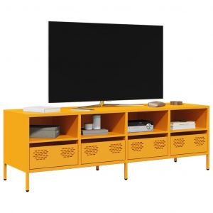 VidaXL Meuble Tv Jaune Moutarde 135x39x43,5 Cm Acier Laminé À Froid
