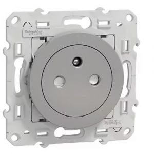 Schneider Electric Prise affleurante avec terre 2P+T aluminium 16A - Odace