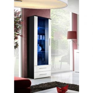 Vitrine LED Design "Neo" 190cm Noir & Blanc Brillant Prix