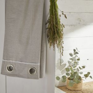 Declikdeco Rideau à ?illets en coton beige 140x240