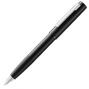 Lamy Aion 077 Stylo-plume, en aluminium anodisé, de couleur noire, avec poignée rayée et plume en acier, calibre B, 1 pièce