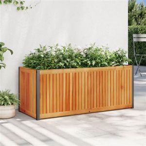 VidaXL Jardinière 110x45x44 cm bois massif d'acacia et acier, jardinière d'extérieur, bac à fleurs, bac à pommes de terre, jardinière de terrasse