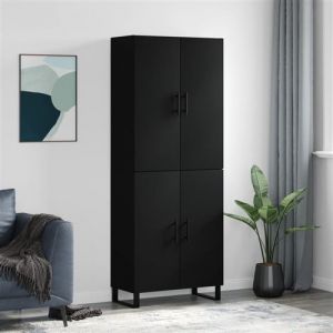 VidaXL Buffet haut Noir 69,5x34x180 cm Bois d'ingénierie, buffet, armoire latérale, armoire de rangement, armoire, buffets, armoire haute