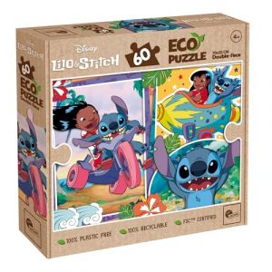 Lisciani - Puzzle Disney Stitch - Puzzle 60 Pi&egrave;ces Double Face pour Enfants d&egrave;s 4 Ans - Verso &Agrave; Colorier - Format 50x70 cm - Activit&eacute; Manuelle Stitch - 100% Recyclable - Id&eacute;e Cadeau Anniversaire