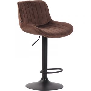 Image de CLP Tabouret de bar Lentini en Velours avec Piètement trompette en Métal marron Métal noir mat