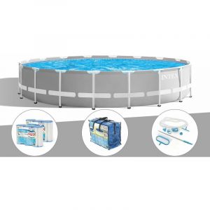 Image de Intex Kit piscine tubulaire Prism Frame ronde 5,49 x 1,22 m + Bâche à bulles + 6 cartouches de filtration + Kit d'entret