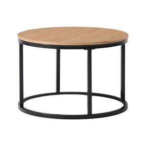 Pascal Morabito Tables basses gigognes placage chêne, verre trempé et métal noir - Transparent et Naturel - remina de