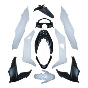 1tek origine Carrosserie-carenage maxiscooter adaptable honda 125 pcx 2014+2016 blanc brillant-noir mat (kit 11 pieces) -p2r-