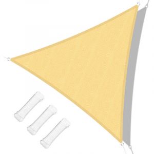 Voile d'ombrage triangulaire couleur sable 3.6X3.6X3.6m pour terrasse, jardin, cour, pergola
