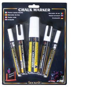 Securit Mix 5 Feutres craie blanc - 1-2 mm