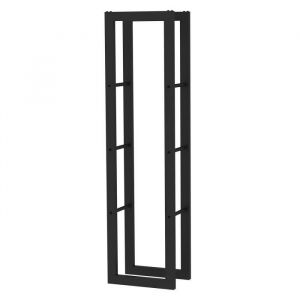 Range-Bûches d'Intérieur Kekai Rack ii 40x25x150 cm Rangement à Bois avec Structure en Acier Galvanisé, Couleur Noir