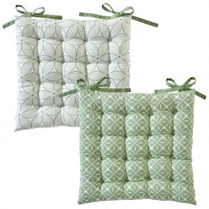 Galette de chaise verte 40x40 en coton