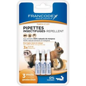 Francodex Pipettes Insectifuges pour Lapin Furet et Cobaye - 3x0,4ml