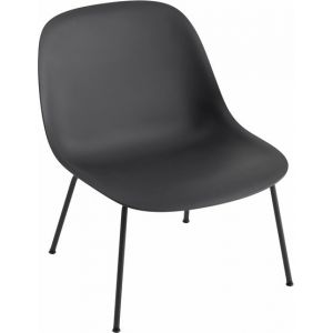 Muuto Chaise lounge Fiber composite bois et plastique noir & piètement acier
