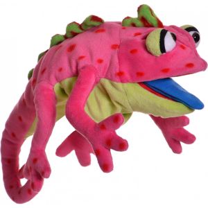 Peluche marionnette Caméléon rose - Living Puppets