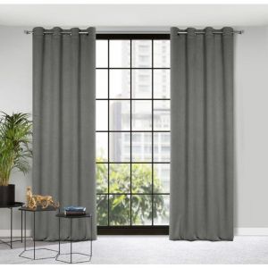 Eurofirany Carlo Rideau Occultant Extra Long avec Œillets - 1 Unité, Lourd 340 g/m², Rideau Isolant Thermique, Opaque, Assombrissant, Chambre, Salon, 135x250 cm, Gris Foncé