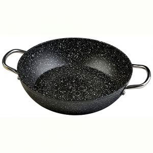 WECOOK! Granite Casserole basse induction compl&egrave;te 20 cm, aluminium forg&eacute; 1,5 litre, antiadh&eacute;sive &eacute;cologique pierre sans PFOA, poign&eacute;es acier rivet&eacute;es, convient &agrave; toutes les cuisines, vitroc&eacute;ramique