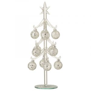 Statuette Déco "Sapin & Boules Noël" 30cm Argent Prix