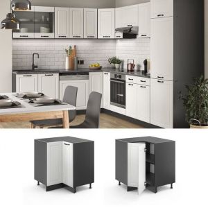 Vicco - Meuble bas d'angle "R-Line 87cm blanc/anthracite country style