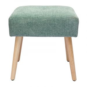 Miliboo Tabouret bas en tissu effet velours texturé vert céladon et bois clair massif H46 cm guesta