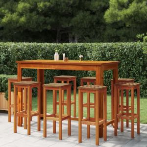 VidaXL Ensemble de bar de jardin 9 pcs Bois d'acacia solide