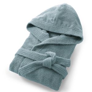 Peignoir capuc éponge bouclette 450 g/m2 Bleu Grisé Taille 42/44;46/48;50/52