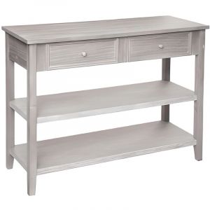 Pegane Console en bois de paulownia / MDF avec 2 tiroirs coloris beige - Longueur 110 x Profondeur 40 x Hauteur 85 cm -