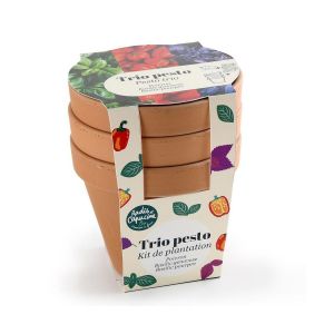 Radis et capucine Trio de pots en terre cuite - Pesto Bio